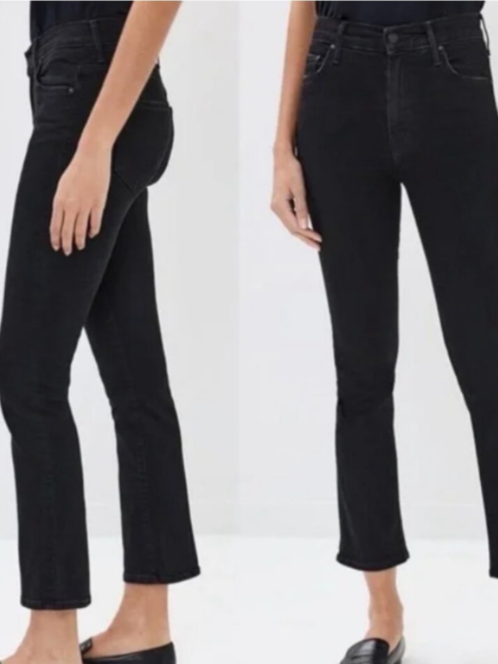 MOTHER The Insider Crop High-Rise Jeans in Black in Size 23 - Picture 3 of 7